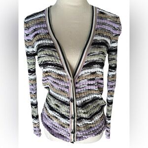 WHBM- Multicolored Deep V button down
Cardigan | Chic Preppy I Clean Girl